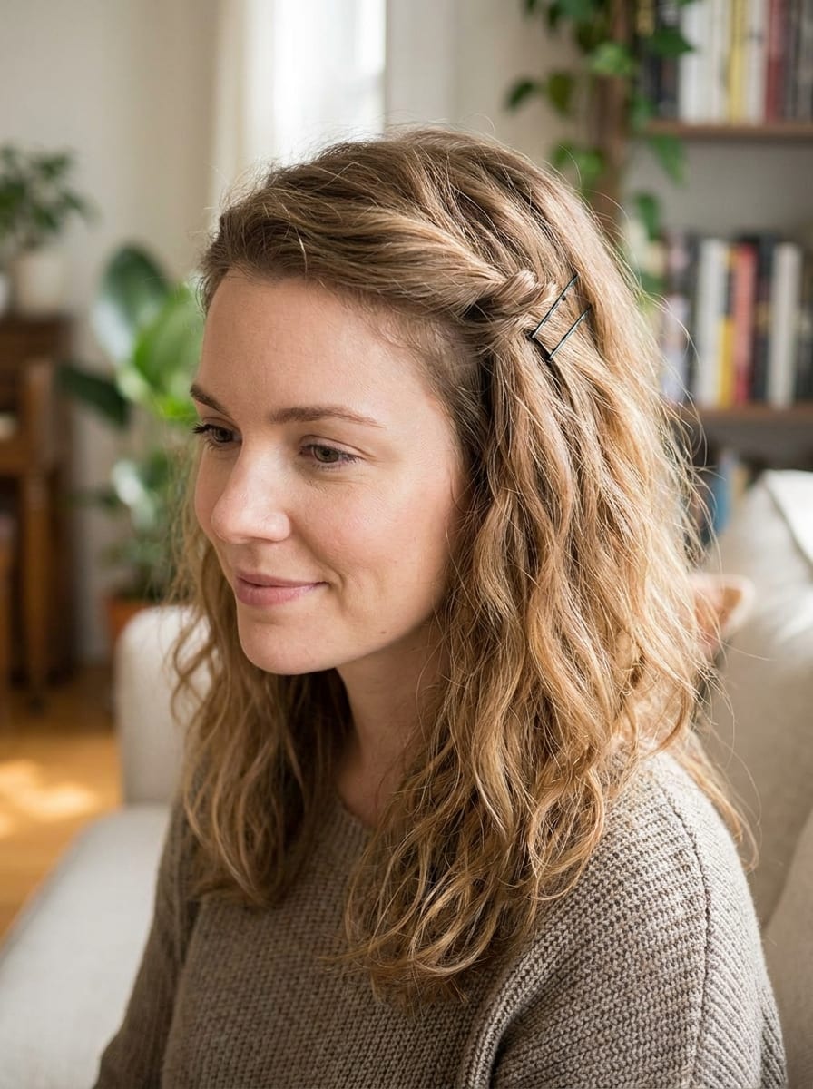 Kleine seitliche Twists - Einfache Frisur mittellang